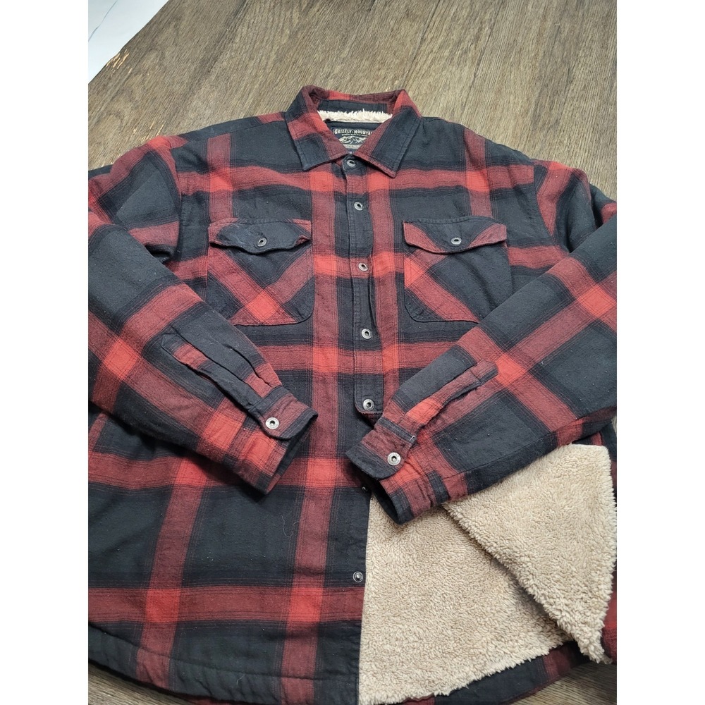 Grizzly Mountain Sherpa Lined Flannel Shirt Mens XXL Plaid Jacket Shacket Workwr